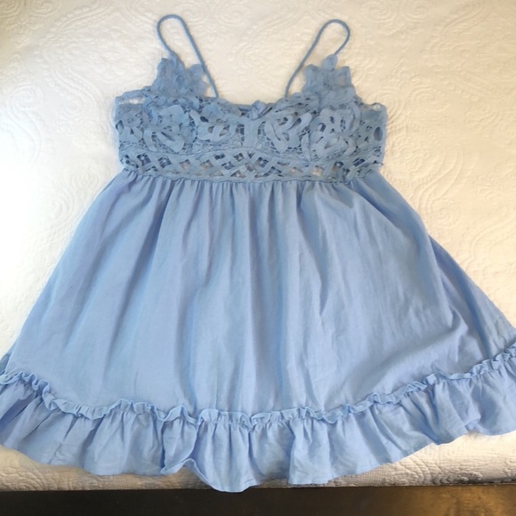 SHEIN VCAY Guipure Lace Insert Cami Mini Sundress Light Blue Dress Size 3XL - Picture 11 of 11